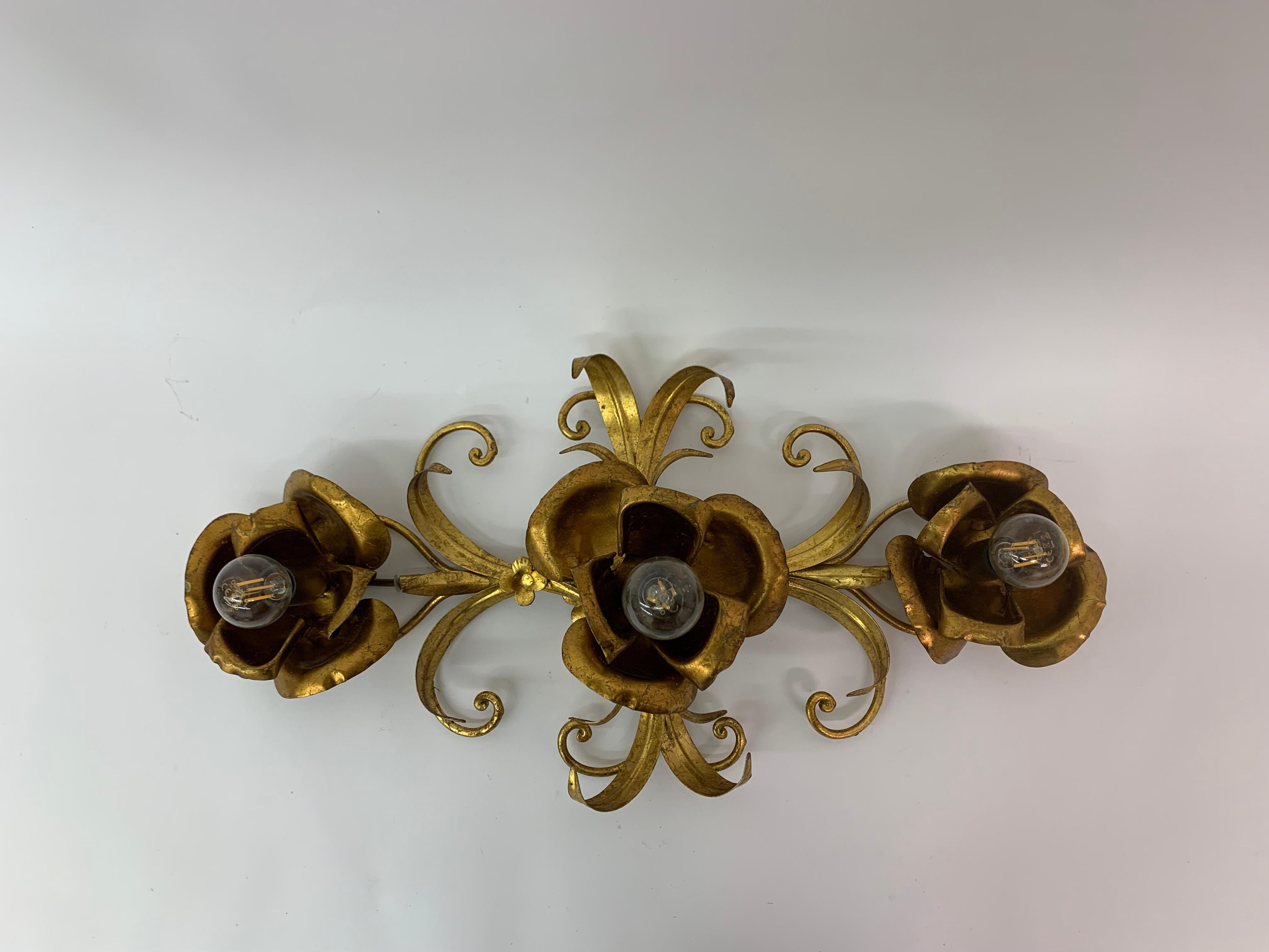 Midcentury Floral Wall Lamp, 1970s For Sale 2