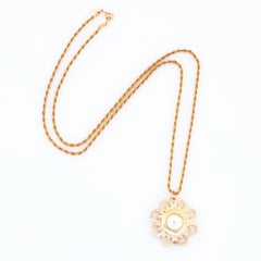 Mid Century Floral Watch Pendant Necklace By Caravelle, 1960s