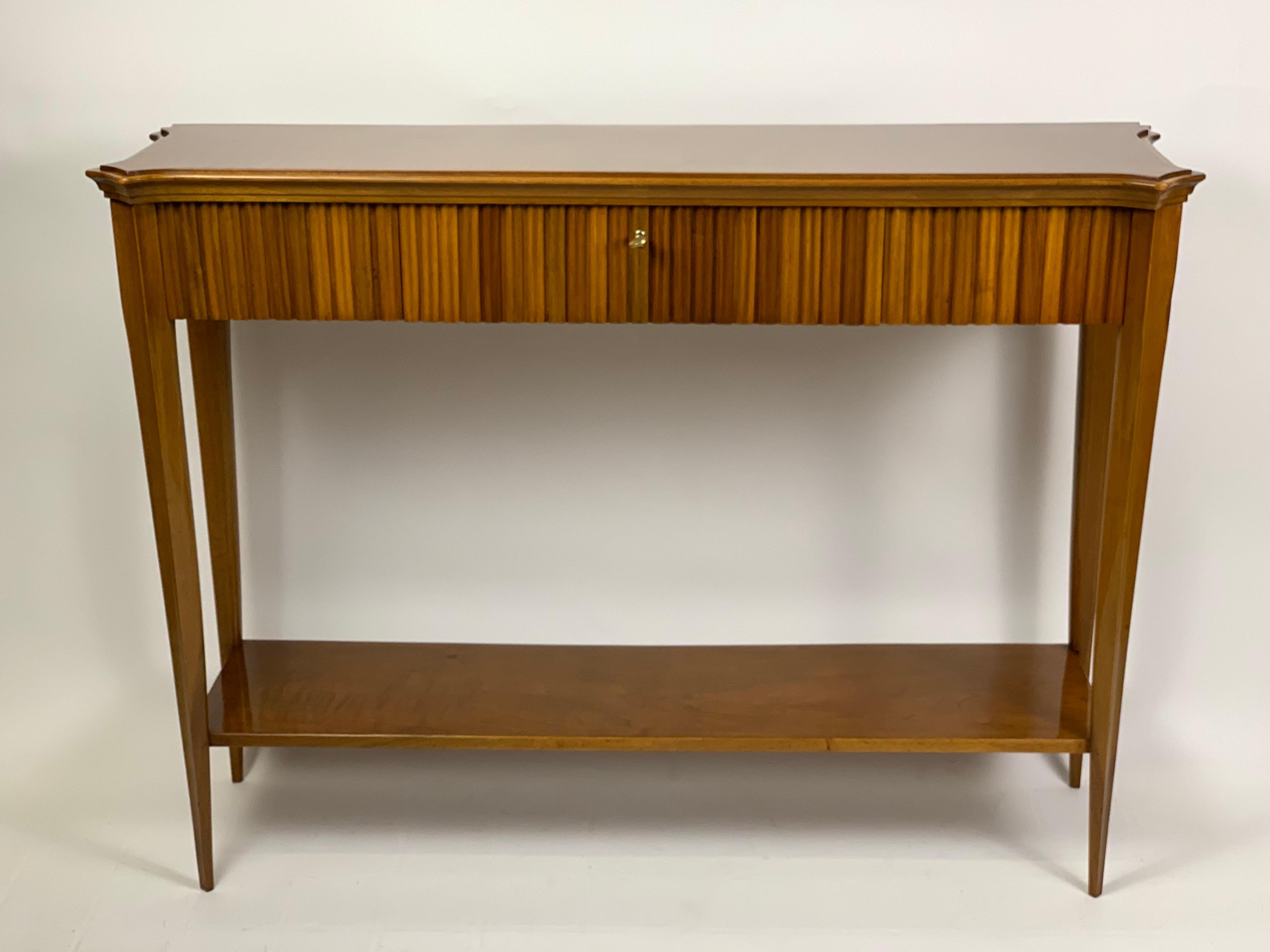 Mid-Century Modern Mid Century Florence Italian Console Double Shelves and Drawer