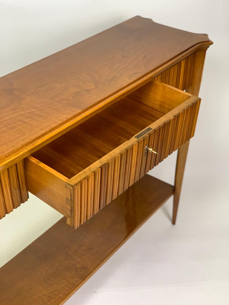 Mid Century Florence Italian Console Double Shelves and Drawer 2