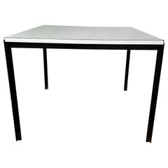 Mesa de cocina con barra en T de hierro Florence Knoll de mediados de siglo
