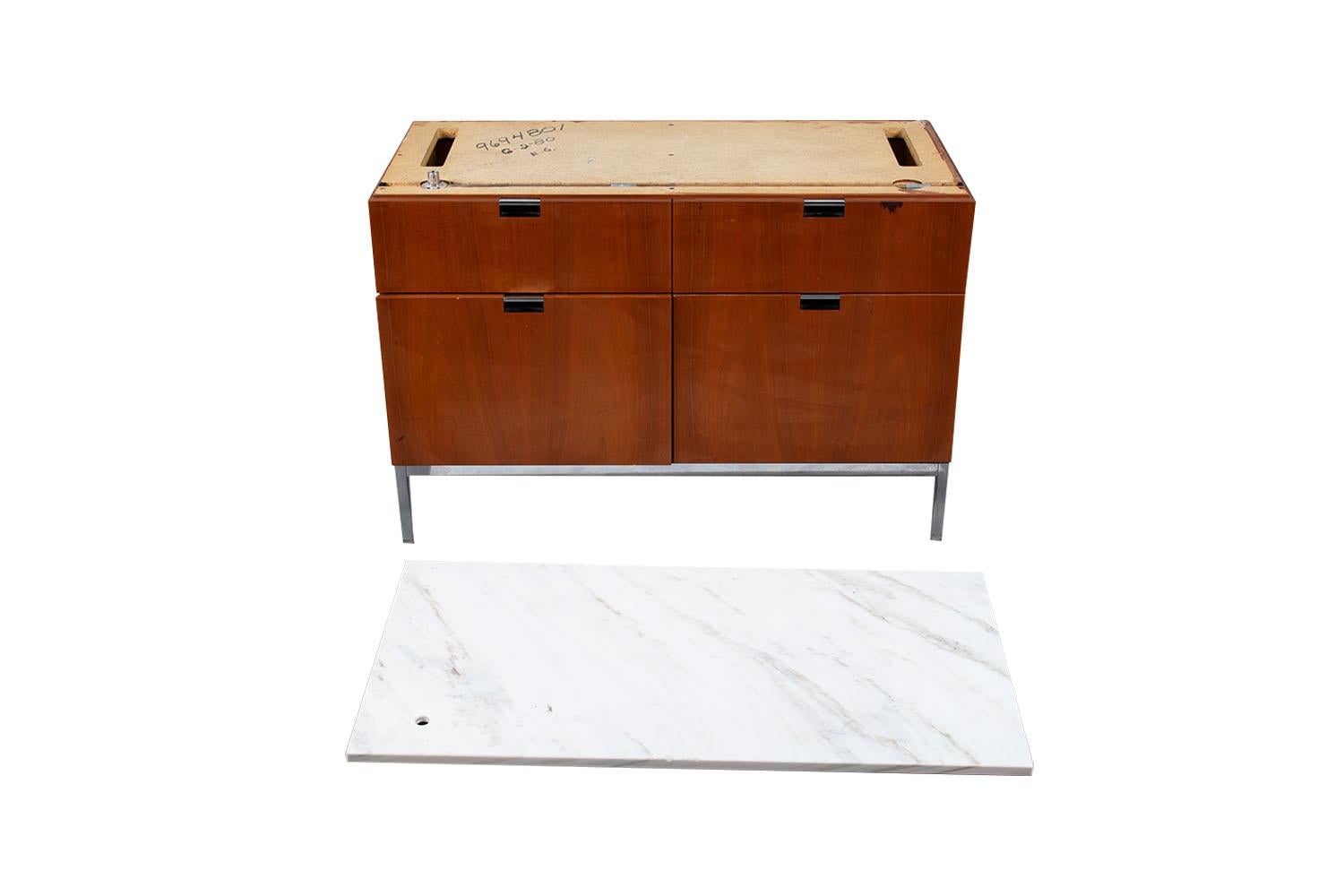 Mid-Century Florence Knoll Marble Top Four Drawer File Cabinet 4