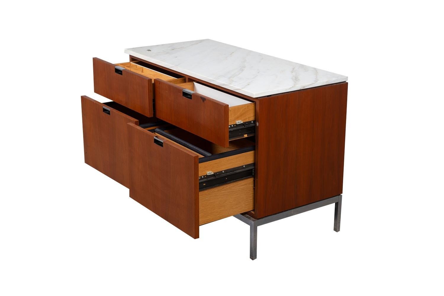 Mid-Century Modern Mid-Century Florence Knoll Marble Top Four Drawer File Cabinet