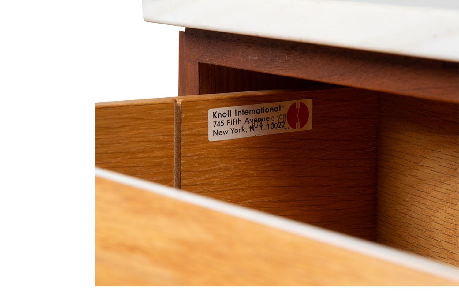 Mid-Century Florence Knoll Marble Top Four Drawer File Cabinet In Fair Condition In Baltimore, MD