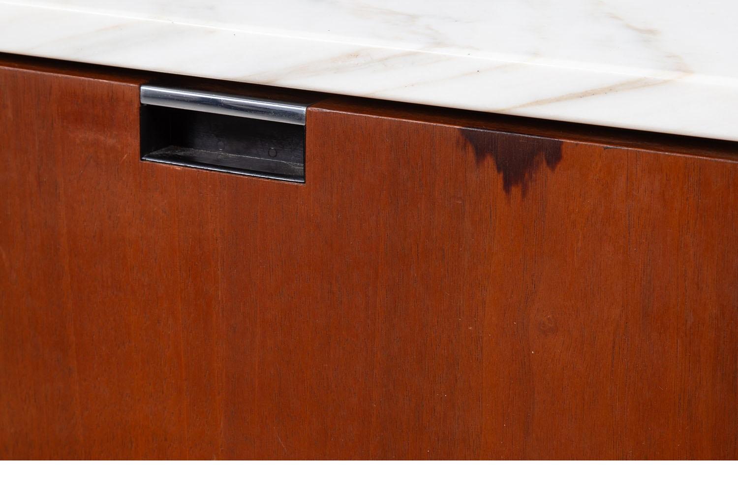Mid-Century Florence Knoll Marble Top Four Drawer File Cabinet 1
