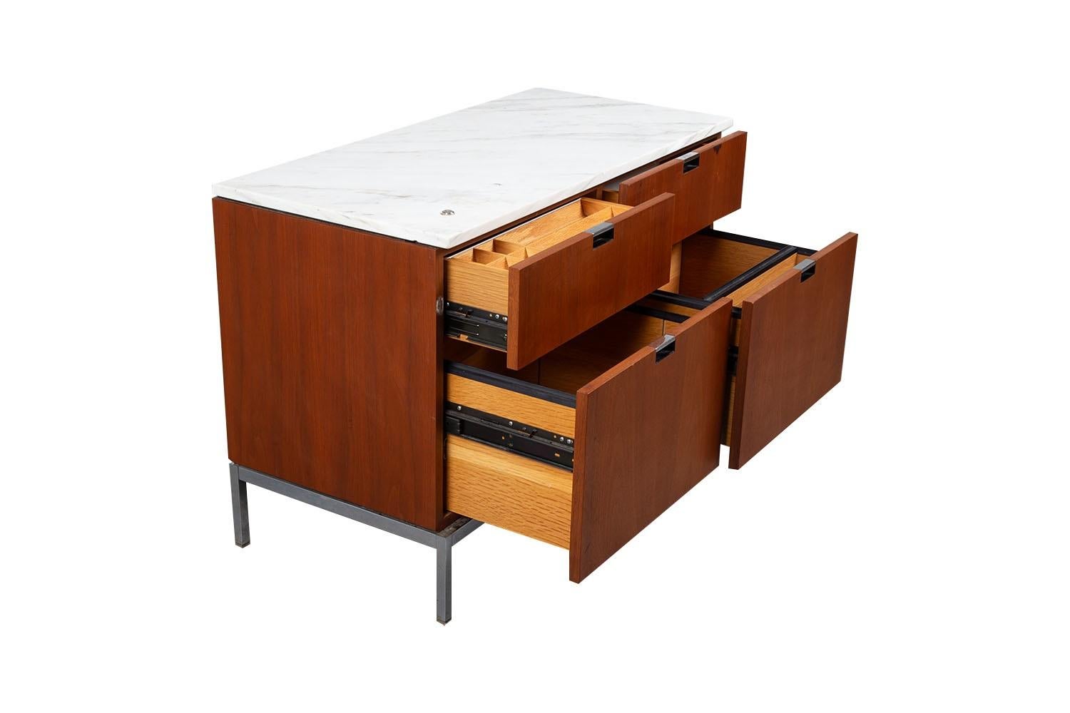 Mid-Century Florence Knoll Marble Top Four Drawer File Cabinet 2