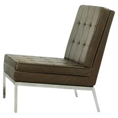Mid Century Florence Knoll Model 65 Slipper Lounge Chair Brown Leather
