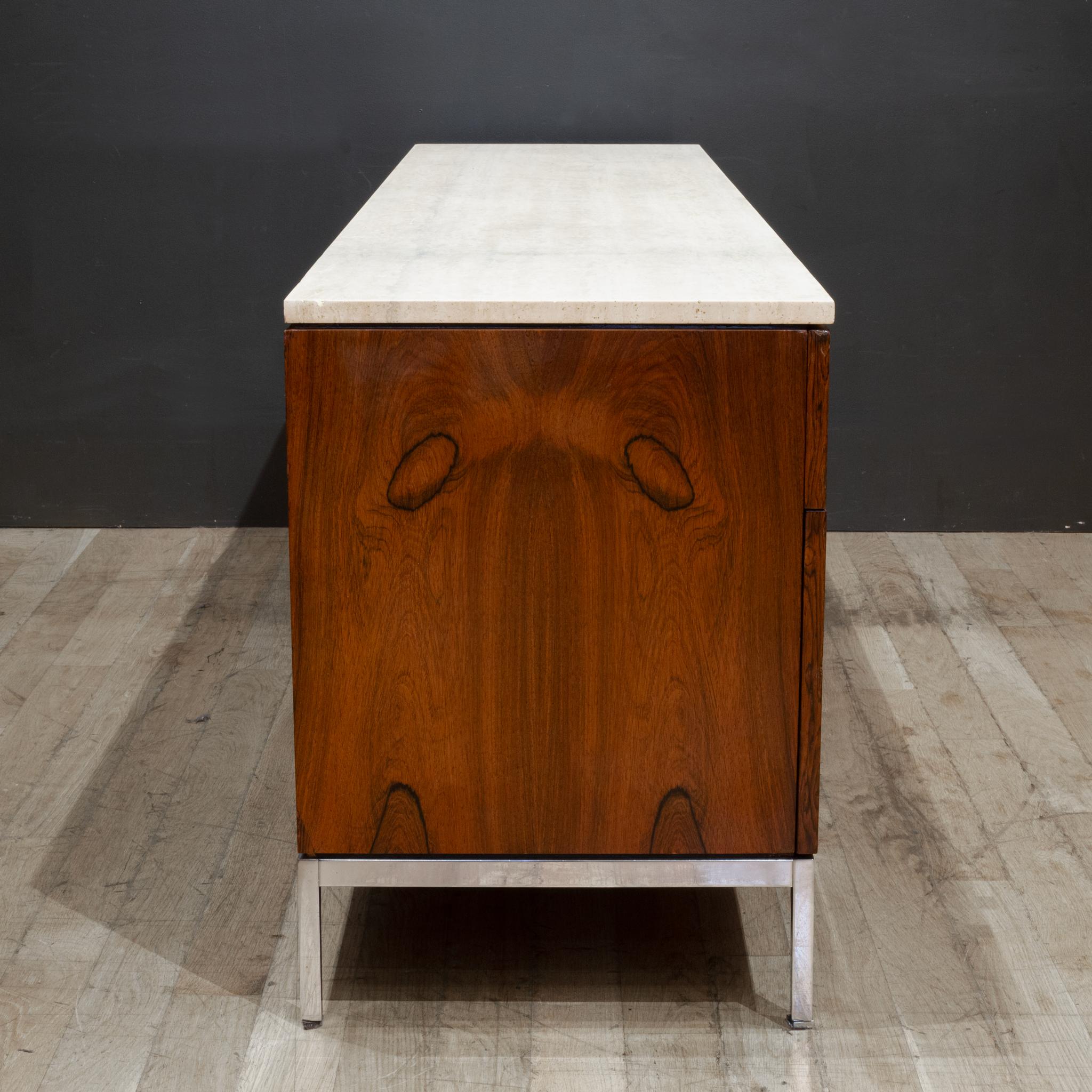 Mid-century Florence Knoll Rosewood Credenza with Travertine Top c.1950-1970 7