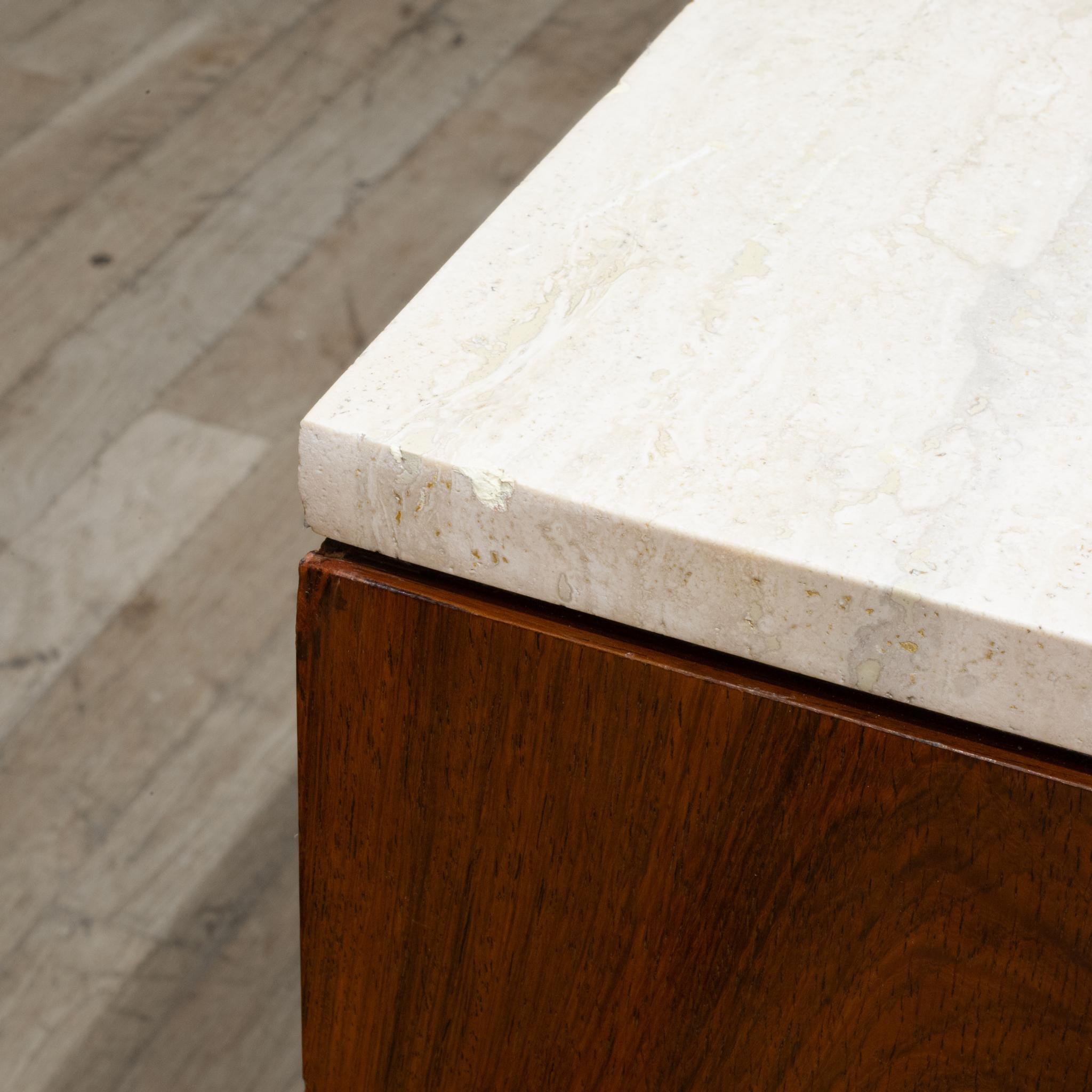 Mid-century Florence Knoll Rosewood Credenza with Travertine Top c.1950-1970 10