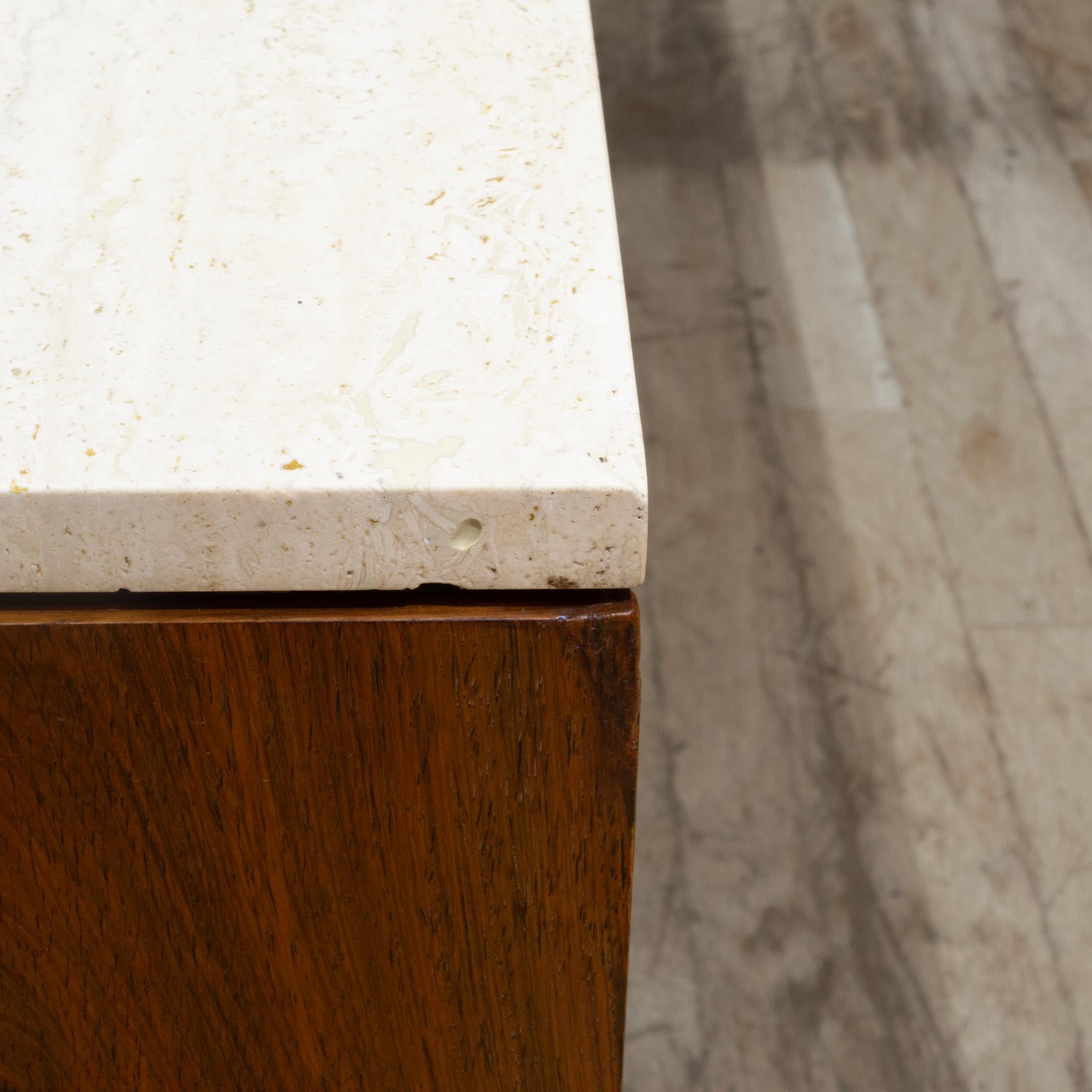Mid-century Florence Knoll Rosewood Credenza with Travertine Top c.1950-1970 11