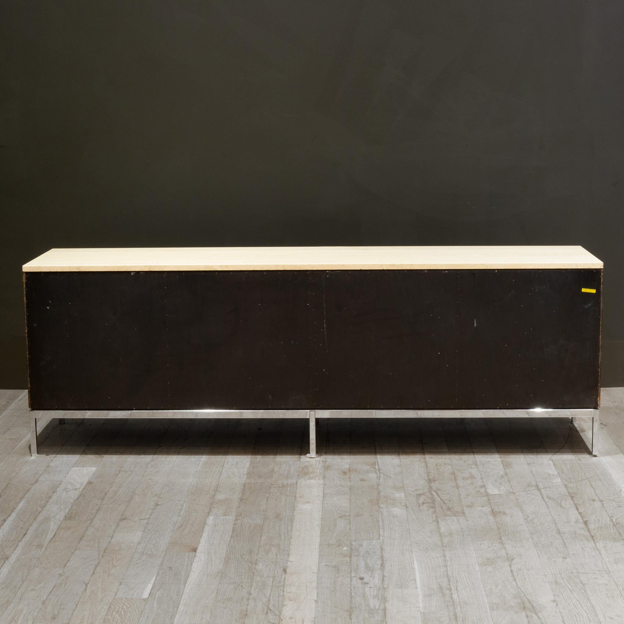 20th Century Mid-century Florence Knoll Rosewood Credenza with Travertine Top c.1950-1970