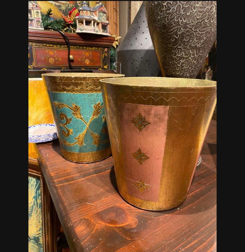 Mid-Century Modern Mid Century Florentine Borghese Style Waste Basket Made in Italy