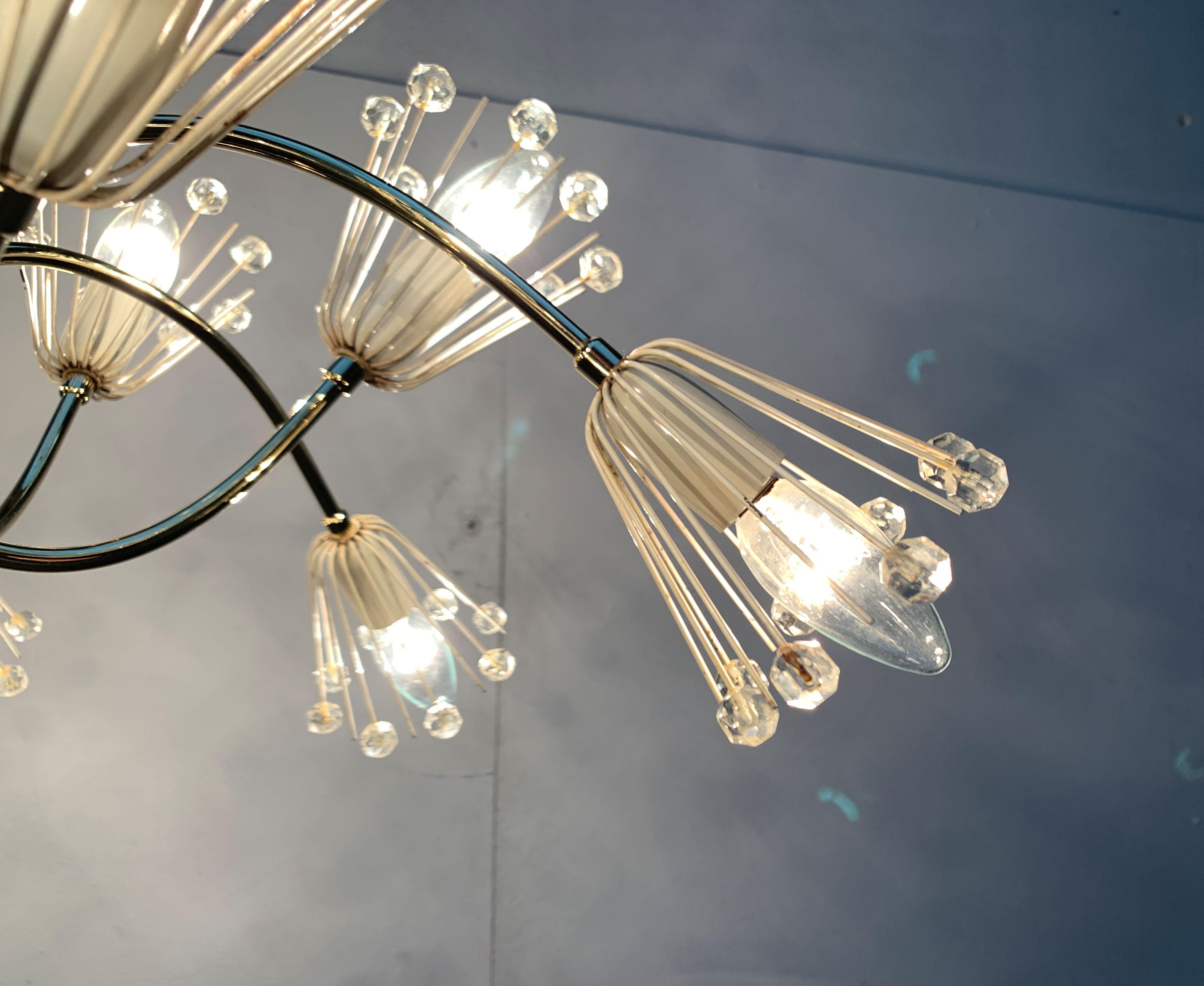 Mid-Century Flower Chandelier by Emil Stejnar for Rupert Nikoll Vienna Austria For Sale 3