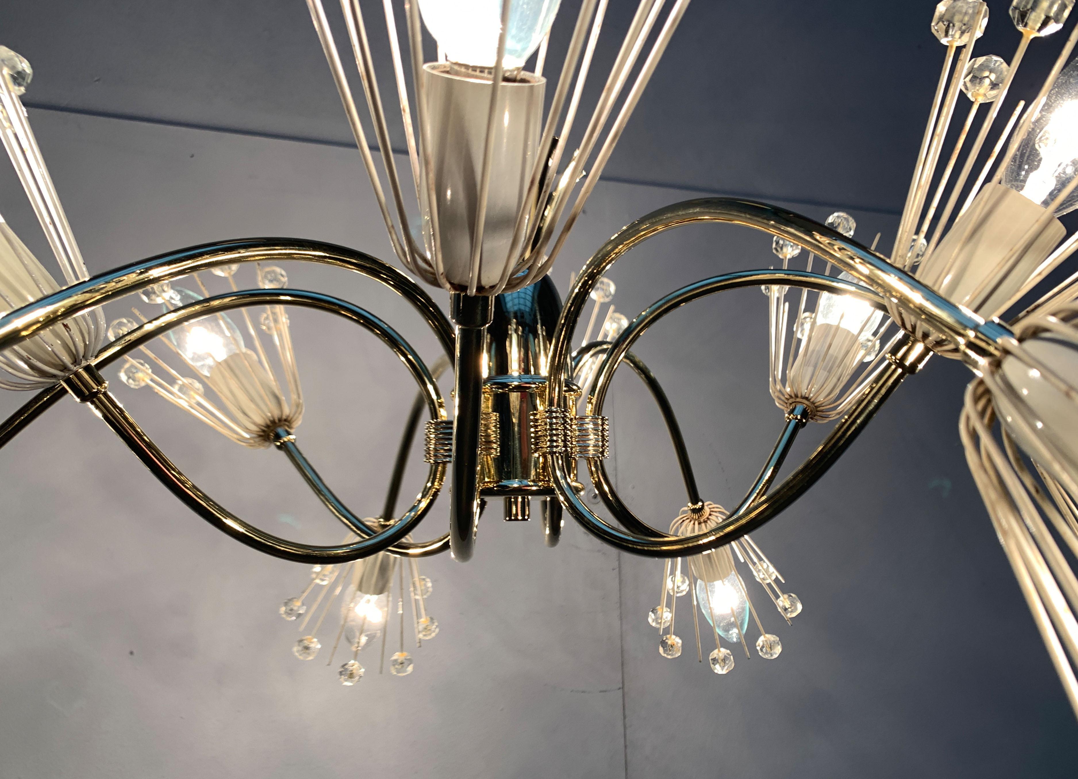 Mid-Century Flower Chandelier by Emil Stejnar for Rupert Nikoll Vienna Austria For Sale 4