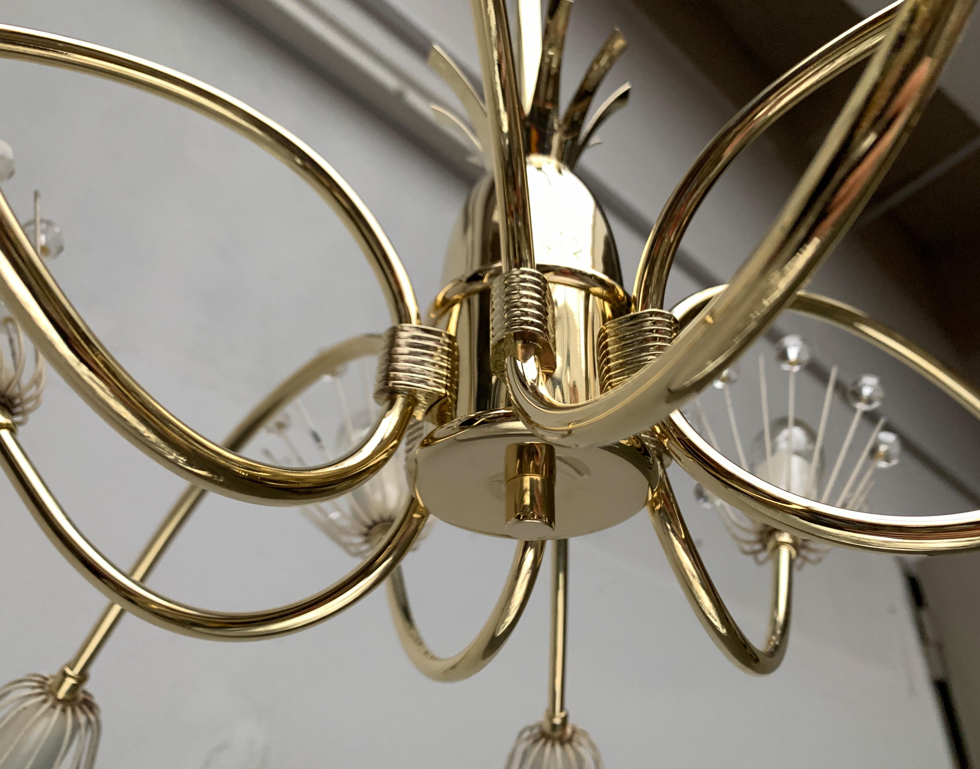 Mid-Century Flower Chandelier by Emil Stejnar for Rupert Nikoll Vienna Austria For Sale 6
