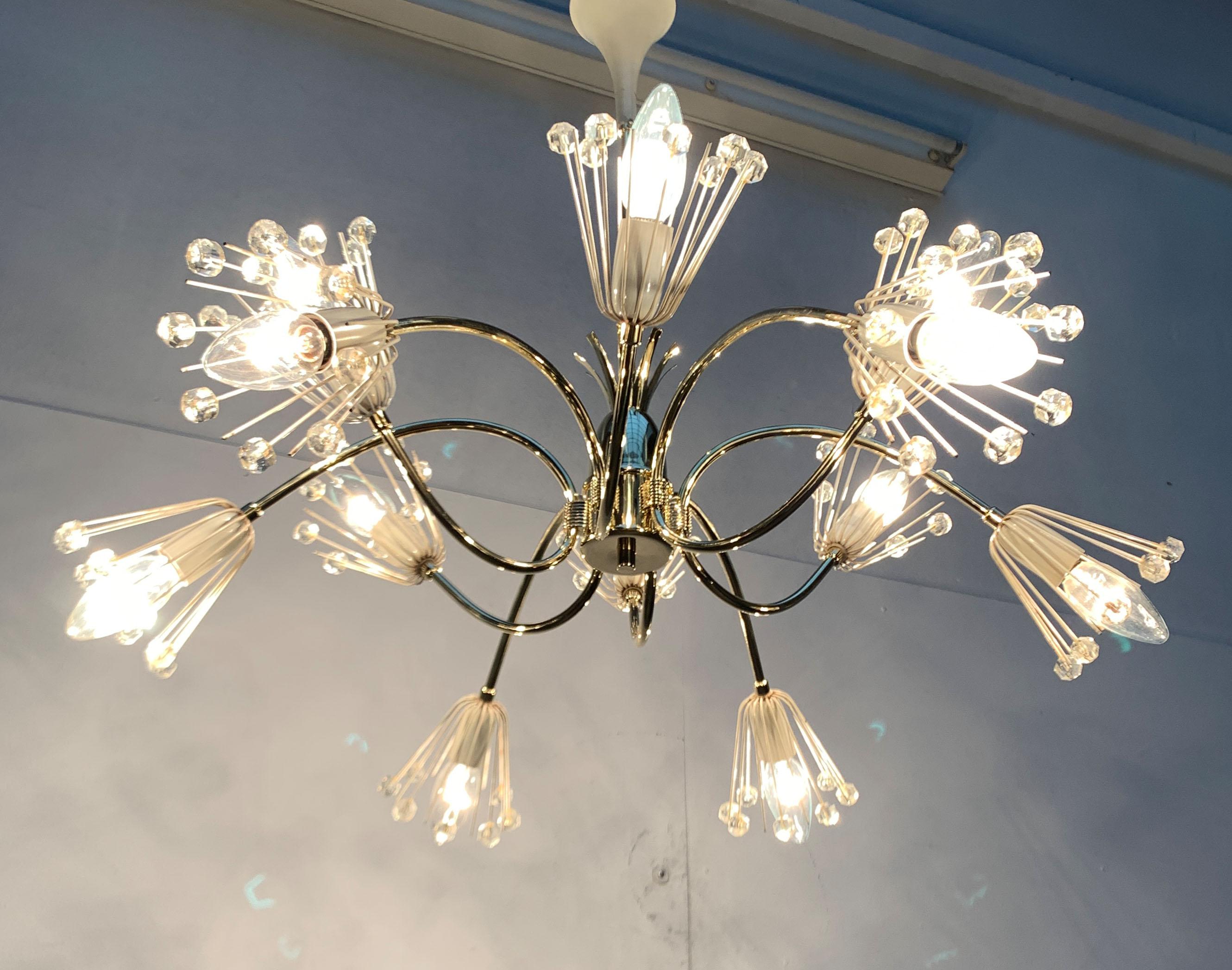 Mid-Century Flower Chandelier by Emil Stejnar for Rupert Nikoll Vienna Austria For Sale 11