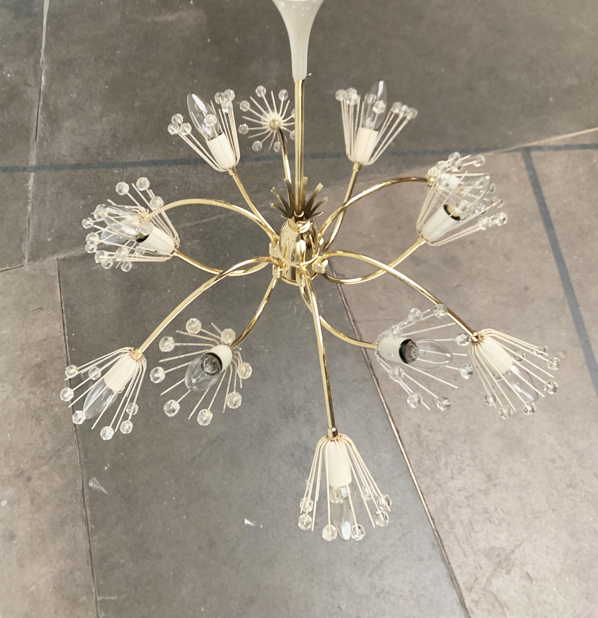 Mid-Century Modern Mid-Century Flower Chandelier by Emil Stejnar for Rupert Nikoll Vienna Austria For Sale