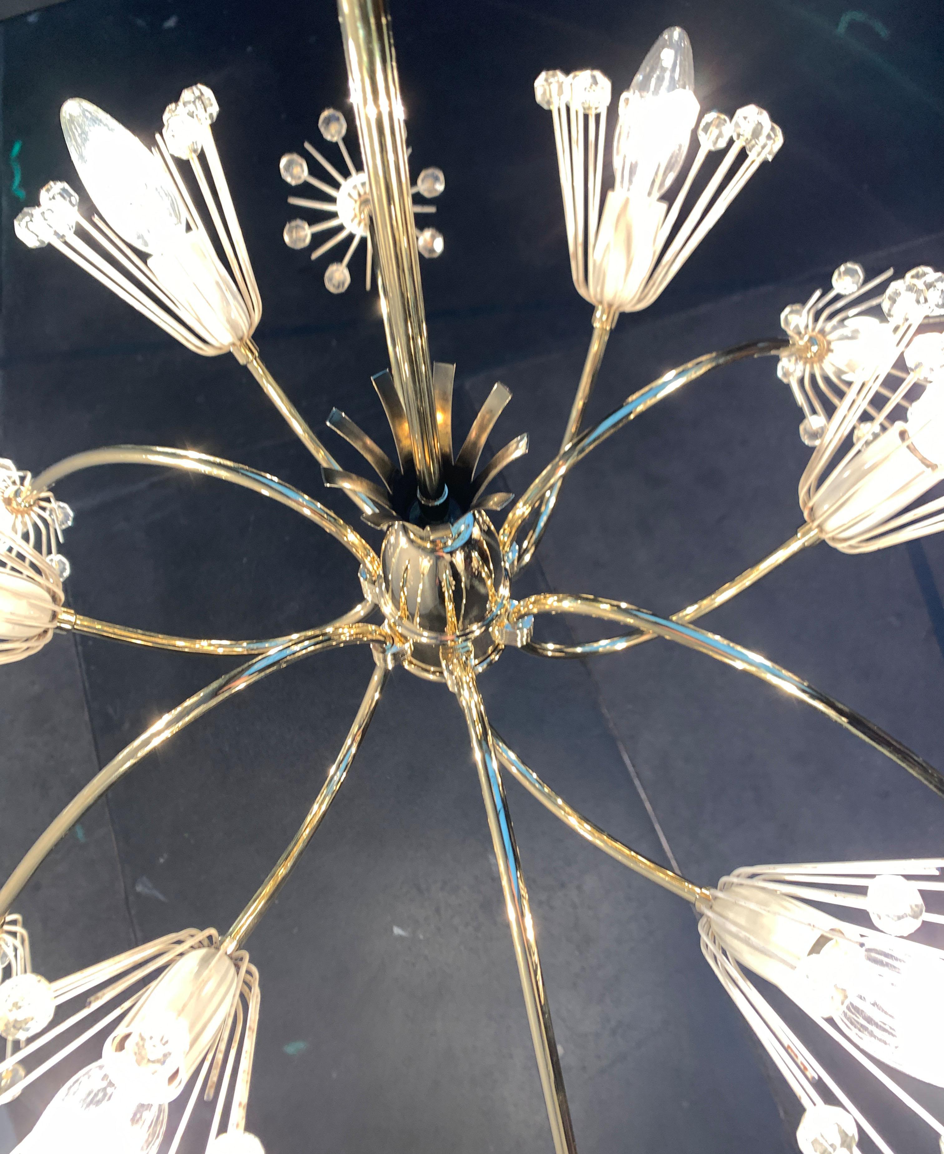 Austrian Mid-Century Flower Chandelier by Emil Stejnar for Rupert Nikoll Vienna Austria For Sale