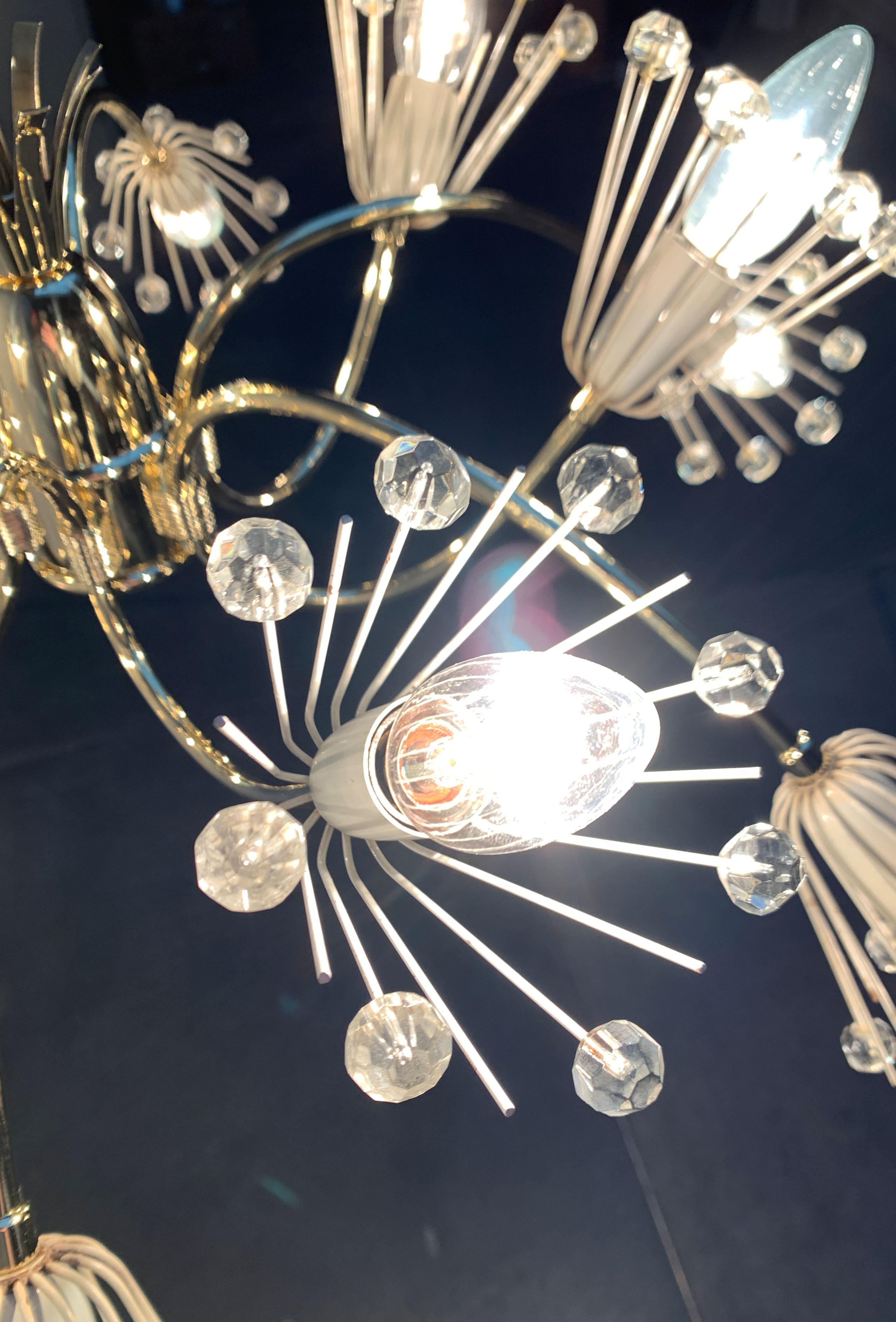 Mid-Century Flower Chandelier by Emil Stejnar for Rupert Nikoll Vienna Austria In Good Condition For Sale In Hamburg, DE