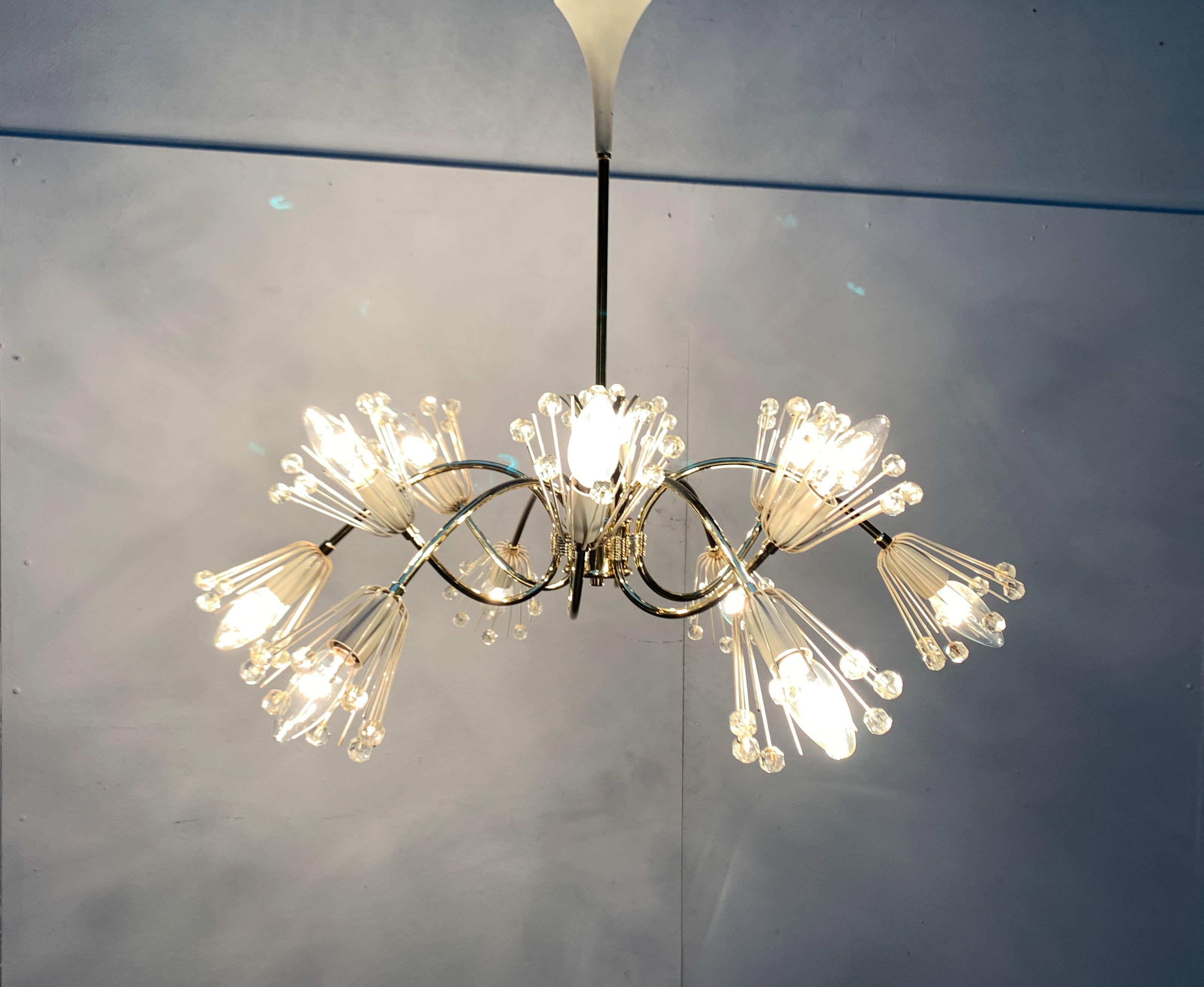 Mid-20th Century Mid-Century Flower Chandelier by Emil Stejnar for Rupert Nikoll Vienna Austria For Sale