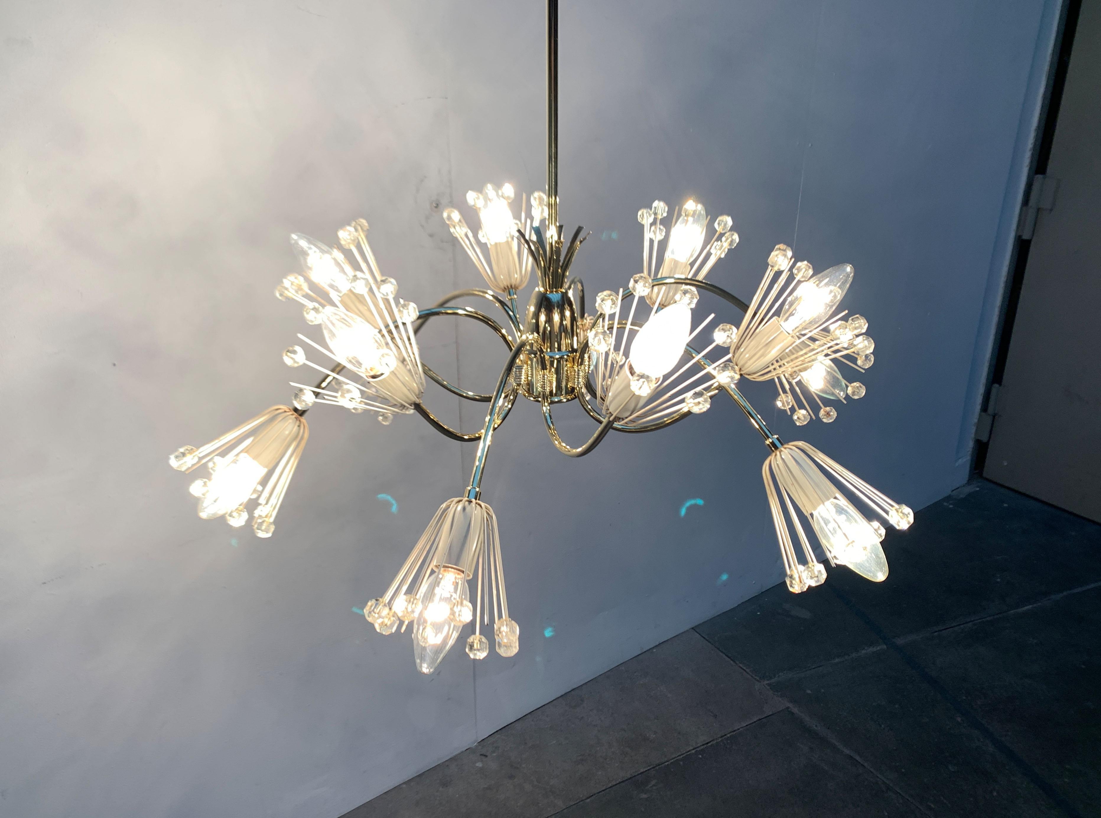 Mid-Century Flower Chandelier by Emil Stejnar for Rupert Nikoll Vienna Austria For Sale 1
