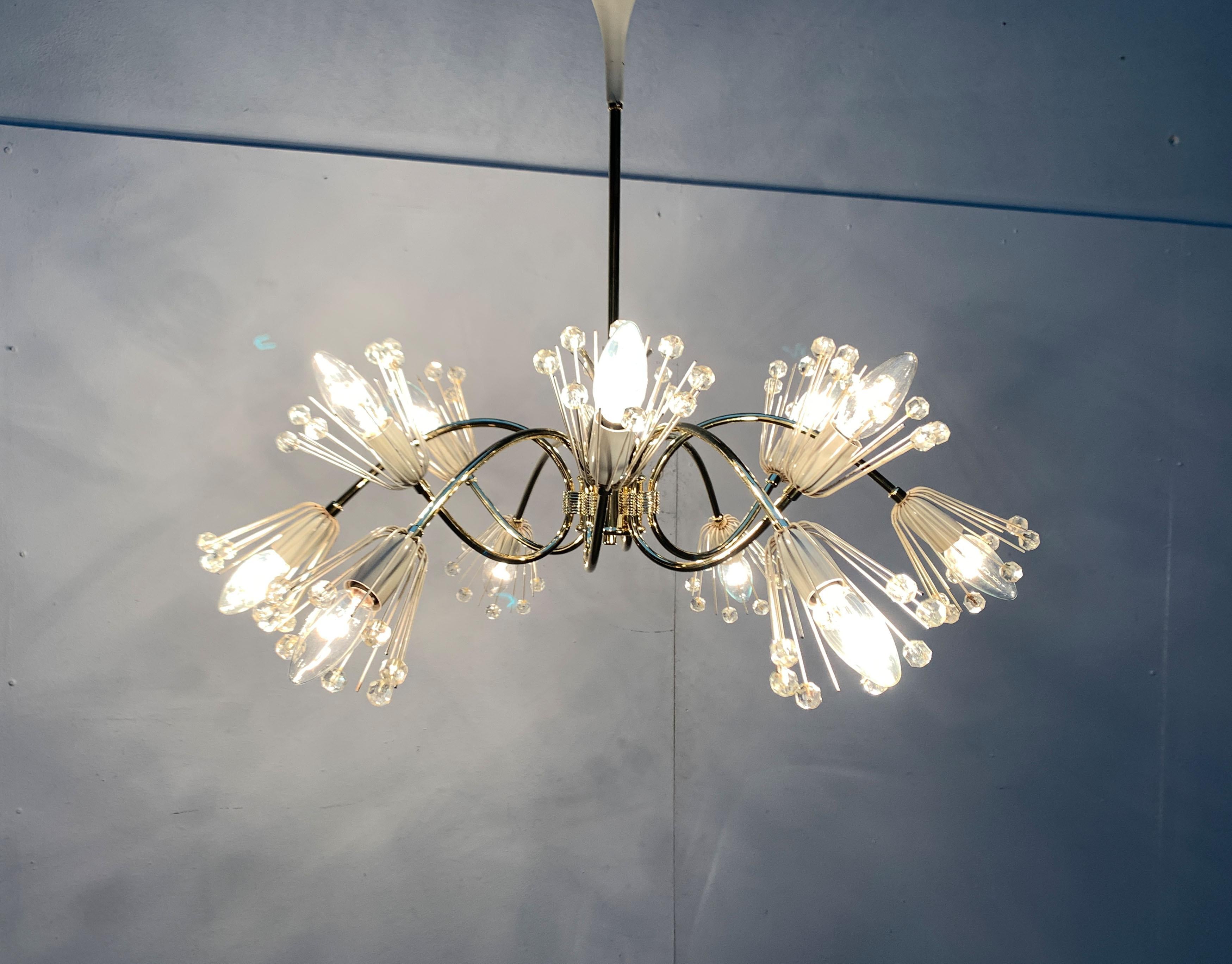 Mid-Century Flower Chandelier by Emil Stejnar for Rupert Nikoll Vienna Austria For Sale 2