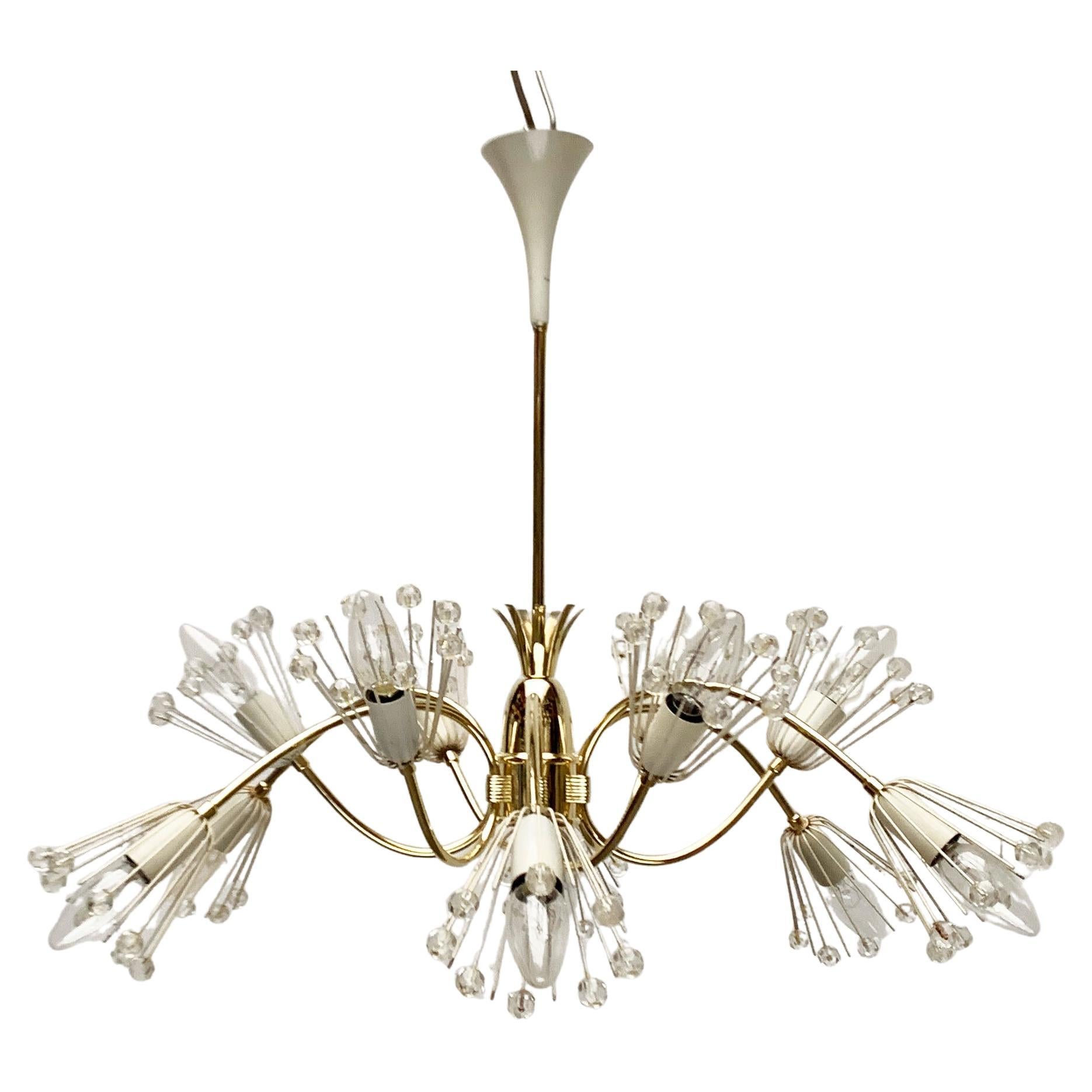 Mid-Century Flower Chandelier by Emil Stejnar for Rupert Nikoll Vienna Austria For Sale