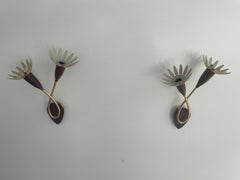 Mid-century Flower Design Pair of Sputnik Sconces, 1950s, Germany