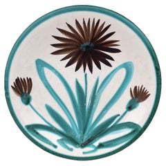 Retro Midcentury Flower Dessert Plate Robert Picault Vallauris