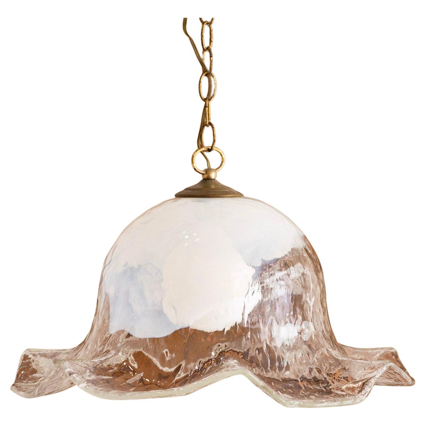 Mid Century Flower Form Sculptural Murano Glass Pendant Lamp