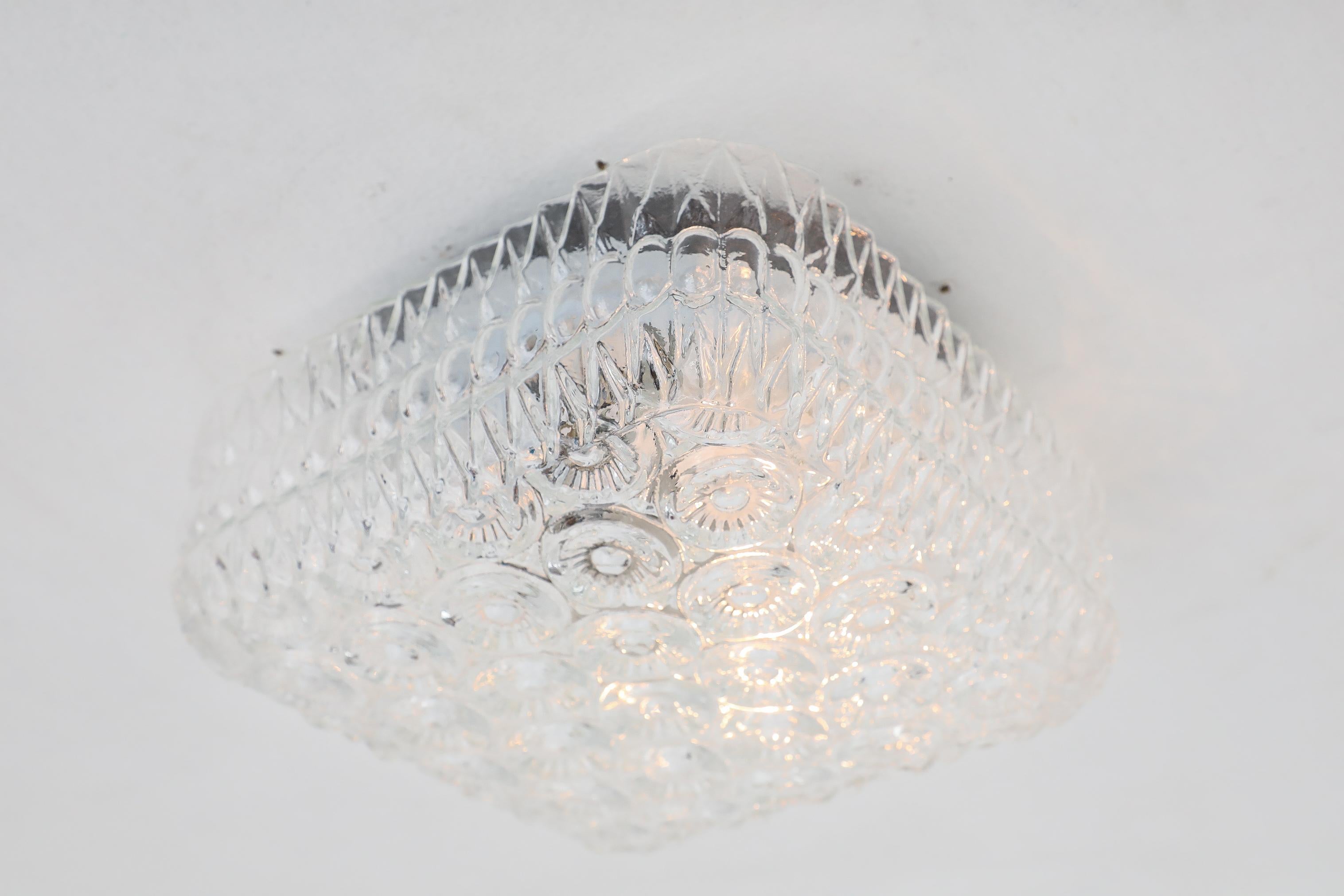 Mid-20th Century Mid-Century Flower Power Pressed Glass Sconce For Sale
