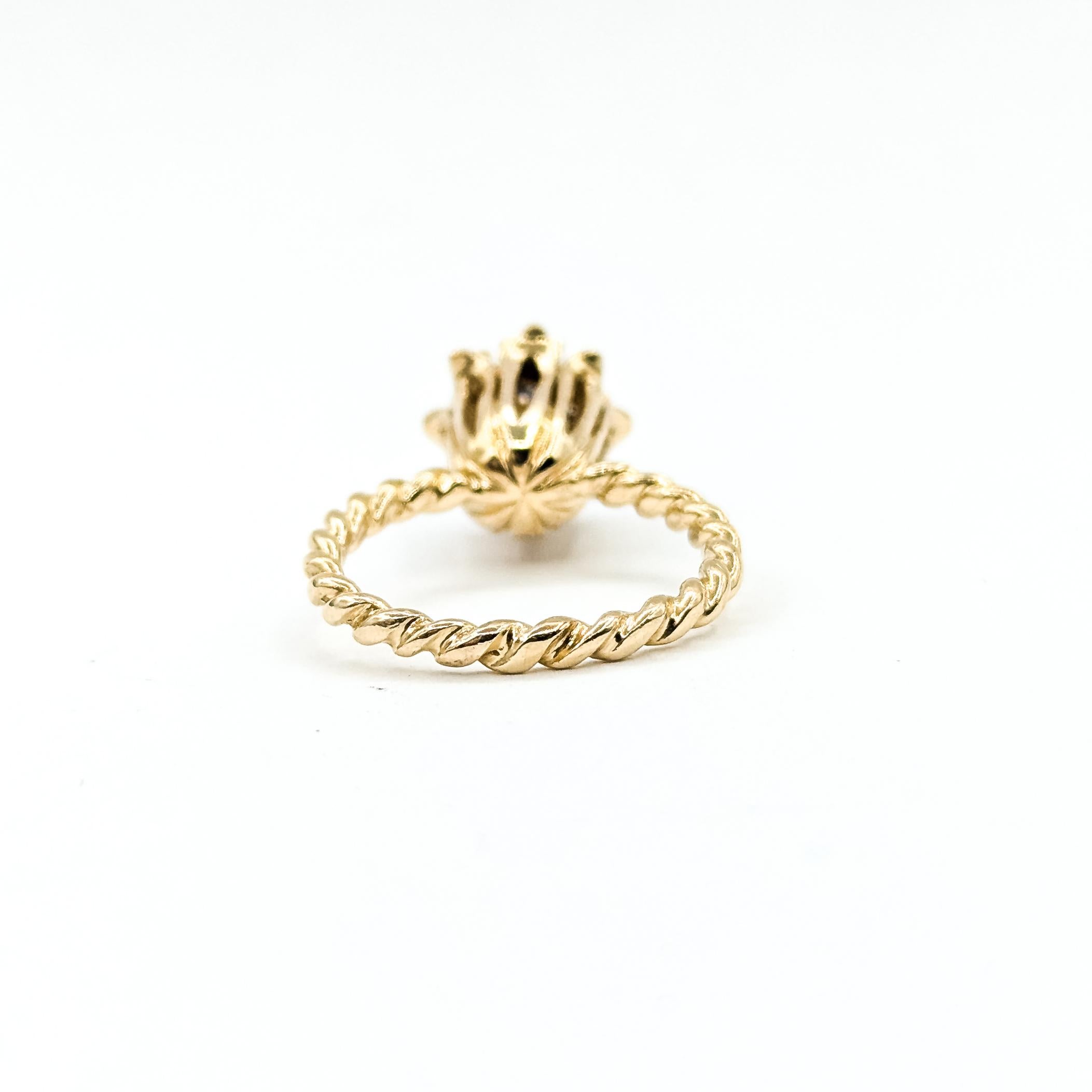 Mid-Century Blume Saphir & Diamant Ring in 14k im Angebot 2