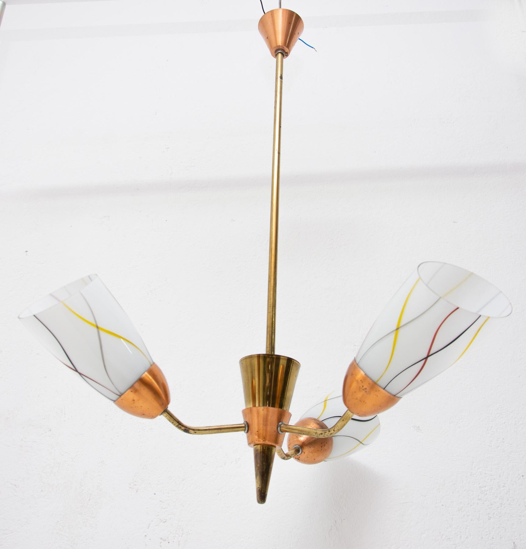 Midcentury Flower Shaped Hanging Lamp, Czechoslovakia, 1960s 7