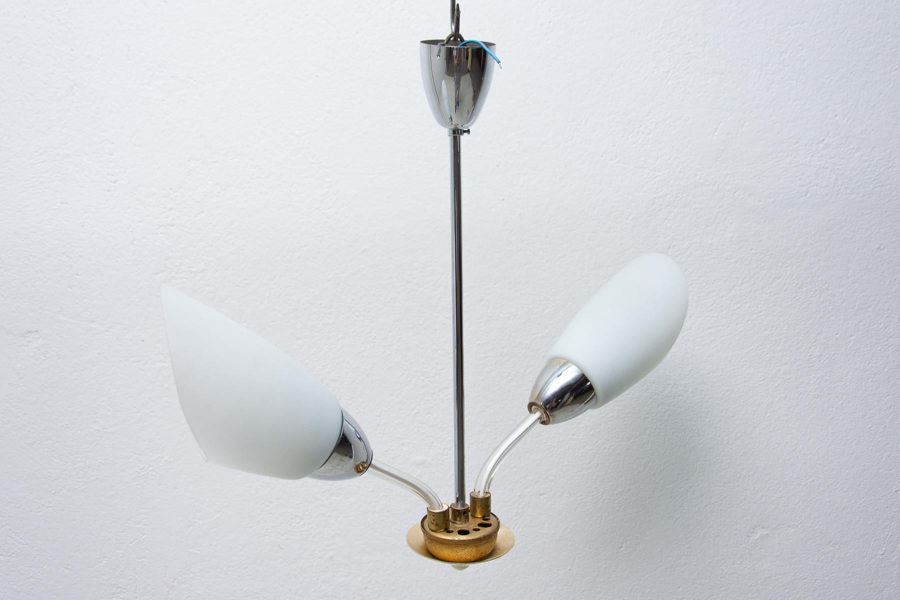 Mid-Century Flower Shaped Hanging Lamp, Czechoslovakia, 1960s In Good Condition For Sale In Prague 8, CZ