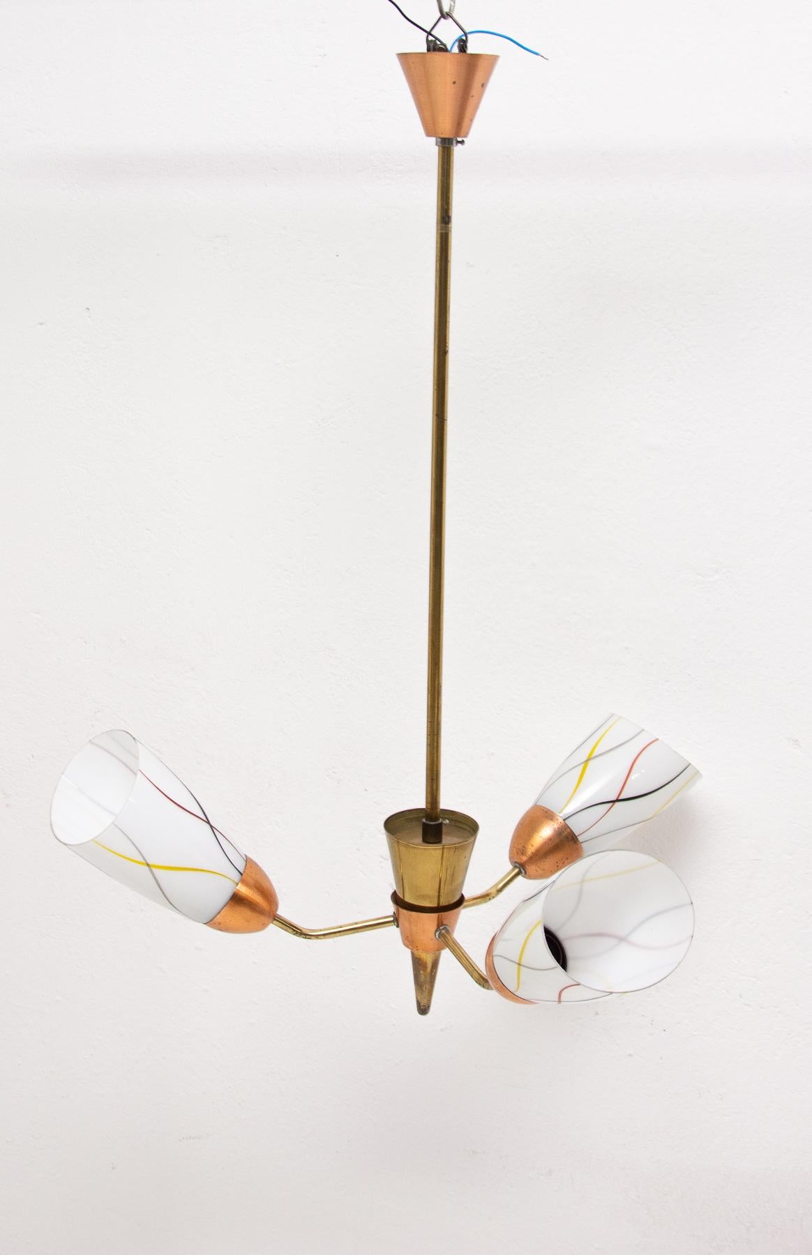 Midcentury Flower Shaped Hanging Lamp, Czechoslovakia, 1960s 1
