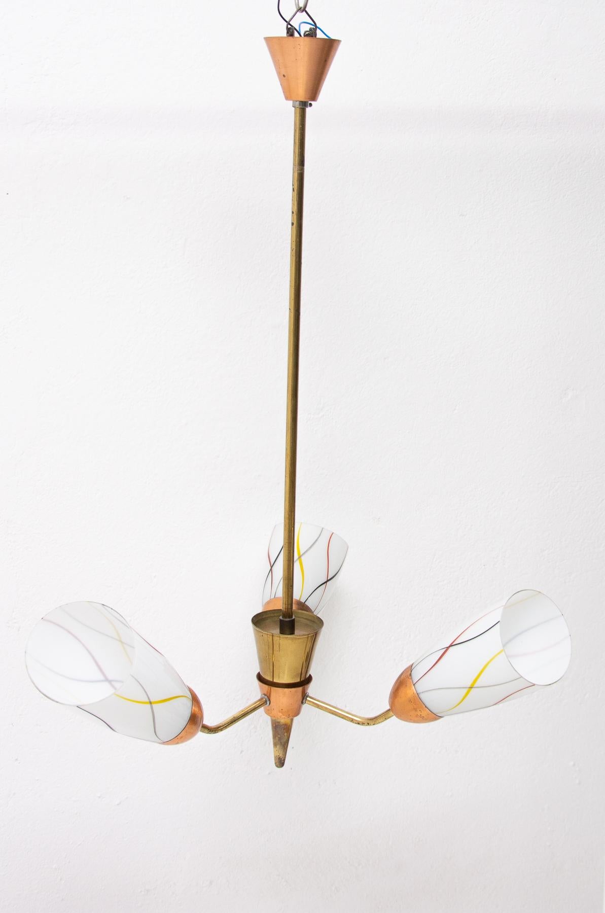 Midcentury Flower Shaped Hanging Lamp, Czechoslovakia, 1960s 2