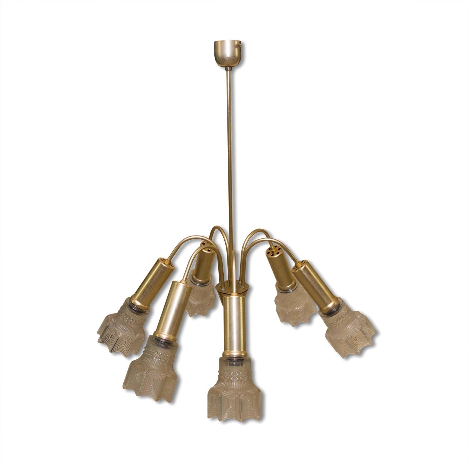 Brutalist Flower Shaped Hanging Lamp, Czechoslovakia, 1970s For Sale 4
