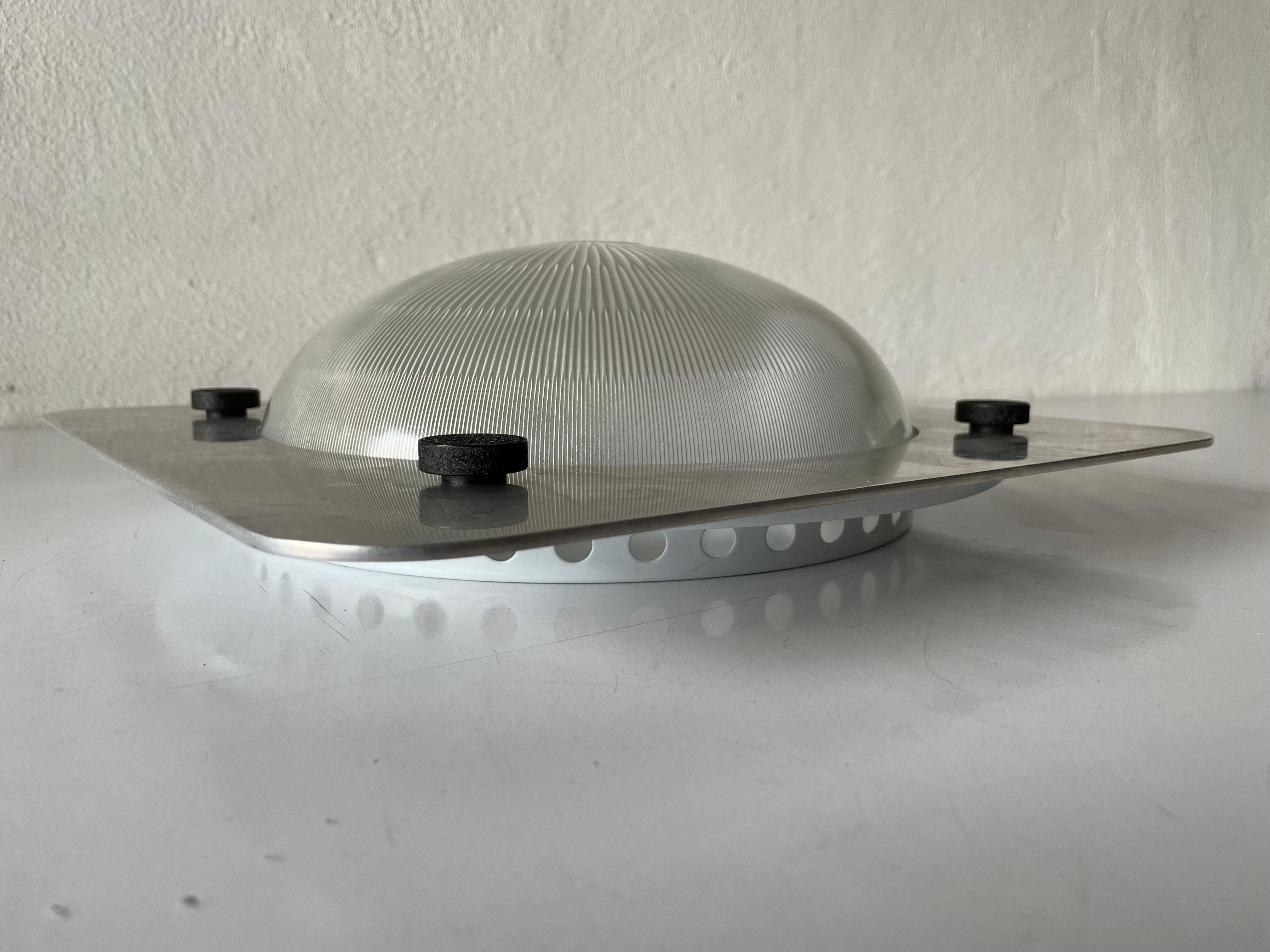 Metal Mid-Century Flush Mount Ceiling Lamp or Sconce by Lamperti, 1950s, Italy For Sale