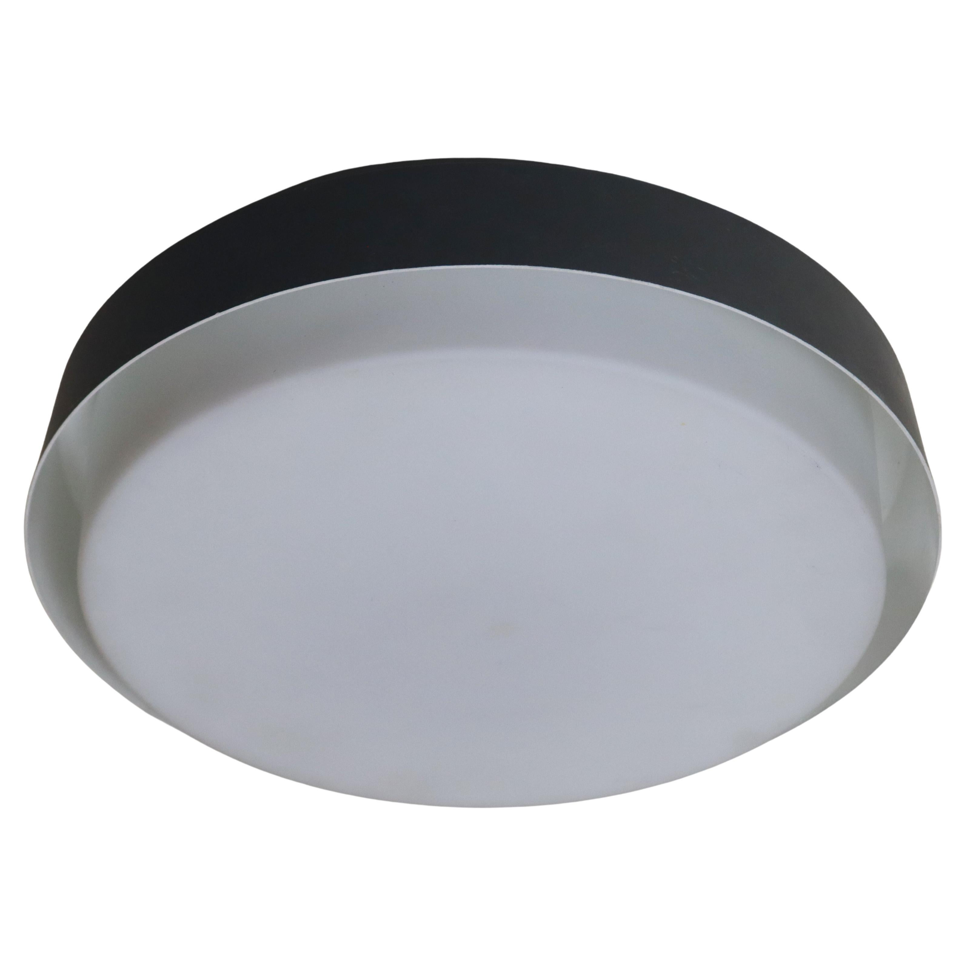 Mid-Century Flush Mount Lamp by Glashütte Limburg, Opal Glass, 1960s For Sale