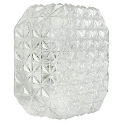 Lámpara empotrada de mediados de siglo, base de metal con cristal transparente, años 60