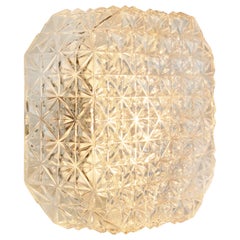 Mid-Century Flush Mount Lamp, Metal Base with Clear Glass, 1960s