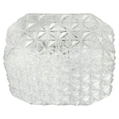 Mid-Century Flush Mount Lamp, Metal Base with Clear Glass, 1960s