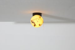 Mid-Century Flush Mount Marbled Ribbed Glass Globe Sconce