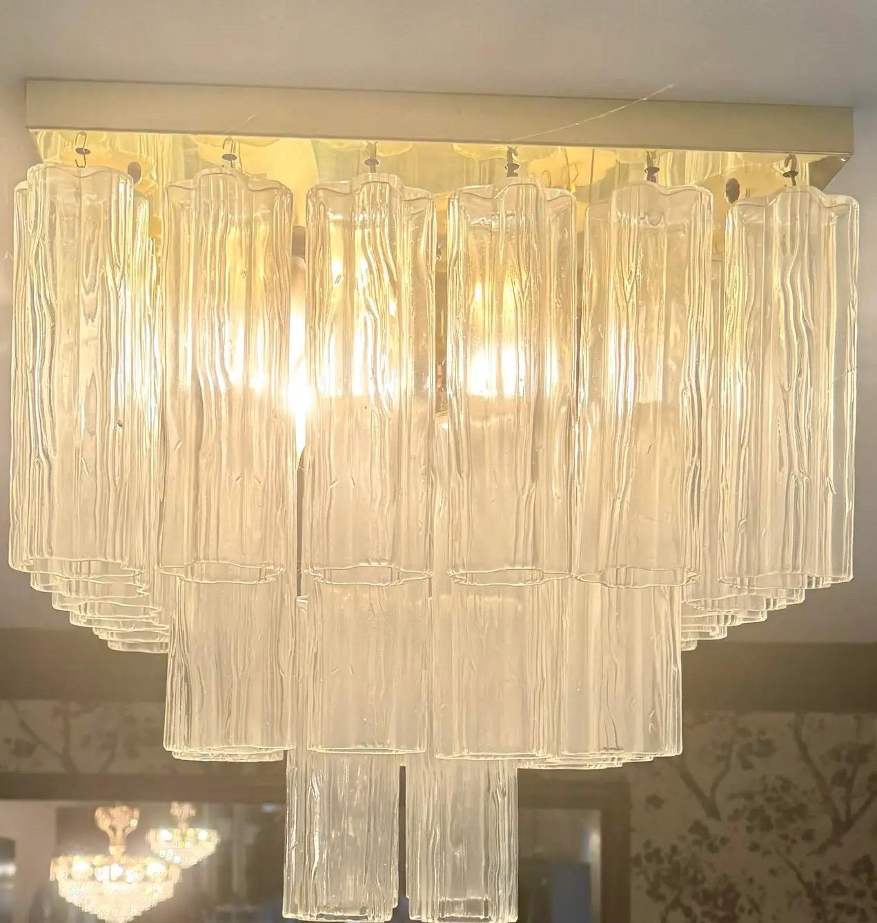 Mid-Century moderno Apparecchio di illuminazione Tronchi di Murano in vetro trasparente del metà del secolo scorso in vendita
