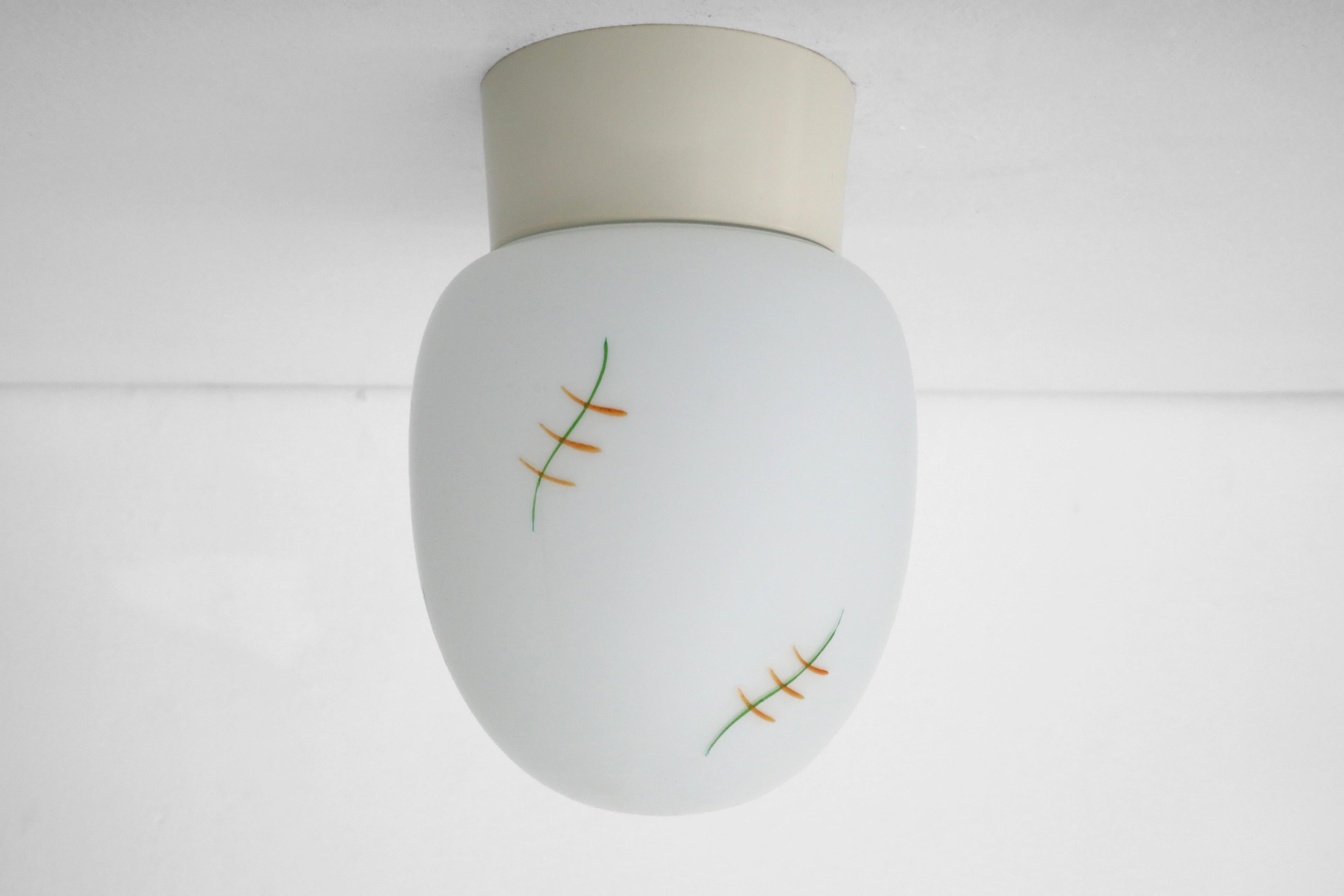 Wandleuchter aus bemaltem Milchglas von Bo-Niko, Belgien, Mid-Century Einbaubeleuchtung im Angebot 2