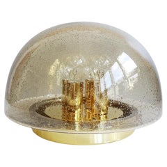 Mid Century Flush Mount Sconce Brass Bubble Glass, Limburg, Germany 1960