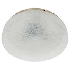 Vintage Mid-Century Flush Mount Textured Glass Fixed Ceiling Light or Wall Sconce, Doria