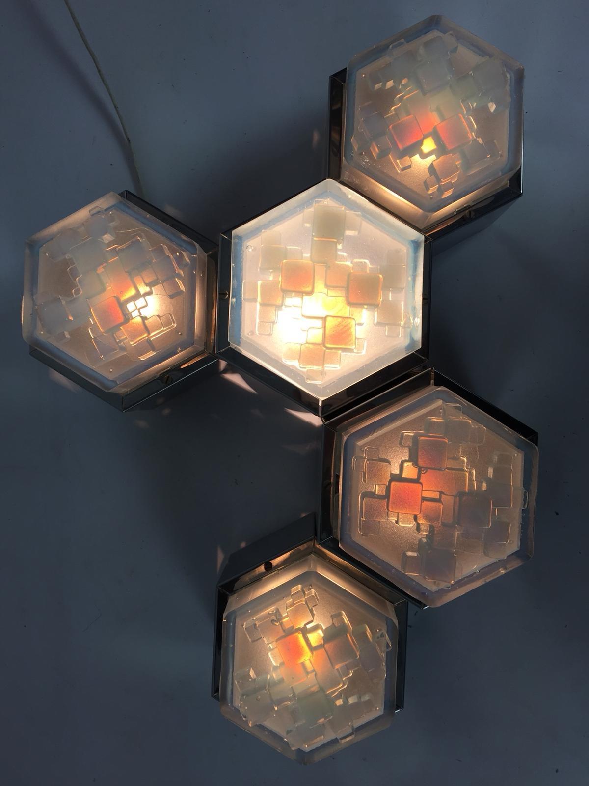 Flush Mounts Mid Century de Poliarte, Italia Años 60, Juego de 5 en Bueno estado para la venta en Oud Beijerland, NL