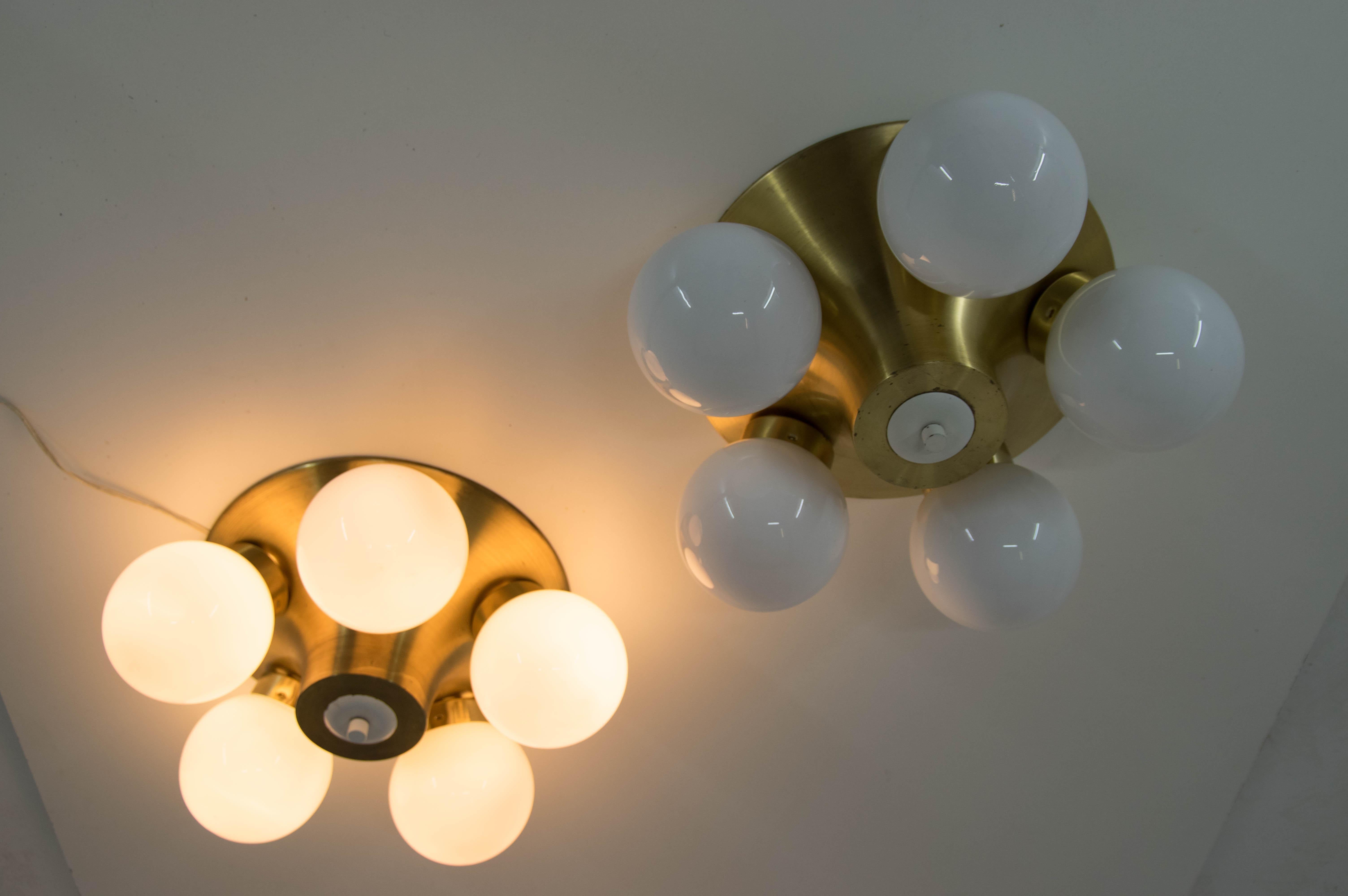 Midcentury Flushmount or Wall Light by Elektroinstala Decin, 1970s, Set of Two In Good Condition For Sale In Praha, CZ