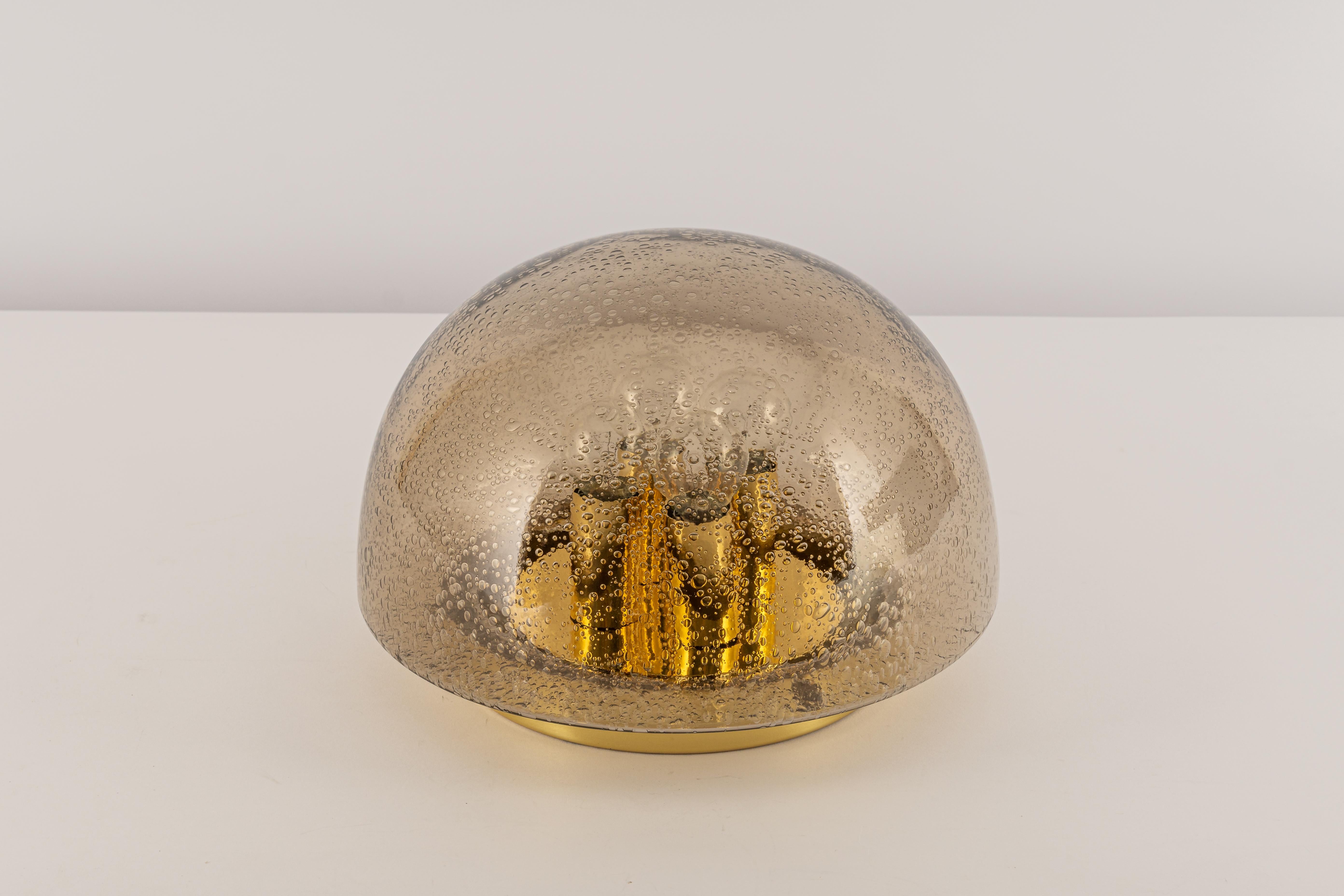 Mid-Century Modern Mid Century Flushmount Smoked Glass by Limburg, Germany, 1970s For Sale